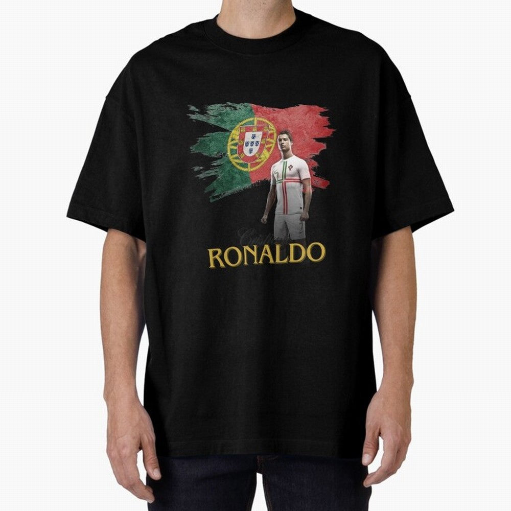 Cristiano Ronaldo - Portugal Flag Tribute (SIUUU!) Oversized T-Shirt Remember FIFA World Cup 2026 Highlighting CR7, Portugal Energy, Worldwide Fan Energy, Dramatic Goals, Stadium Lights and Championship Celebrations; Made for Collectors Who Enjoy