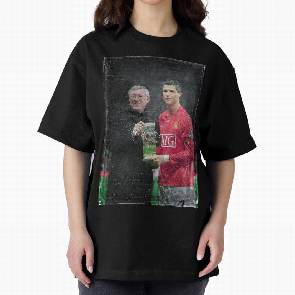Cristiano Ronaldo and Sir Alex Ferguson Oversized T-Shirt Capture Global Football Passion for FIFA World Cup 2026 USA Canada Mexico, Capturing Neymar, Netherlands, Football Festival Excitement, Trophy Ambitions, Country Rivalries and Star Player
