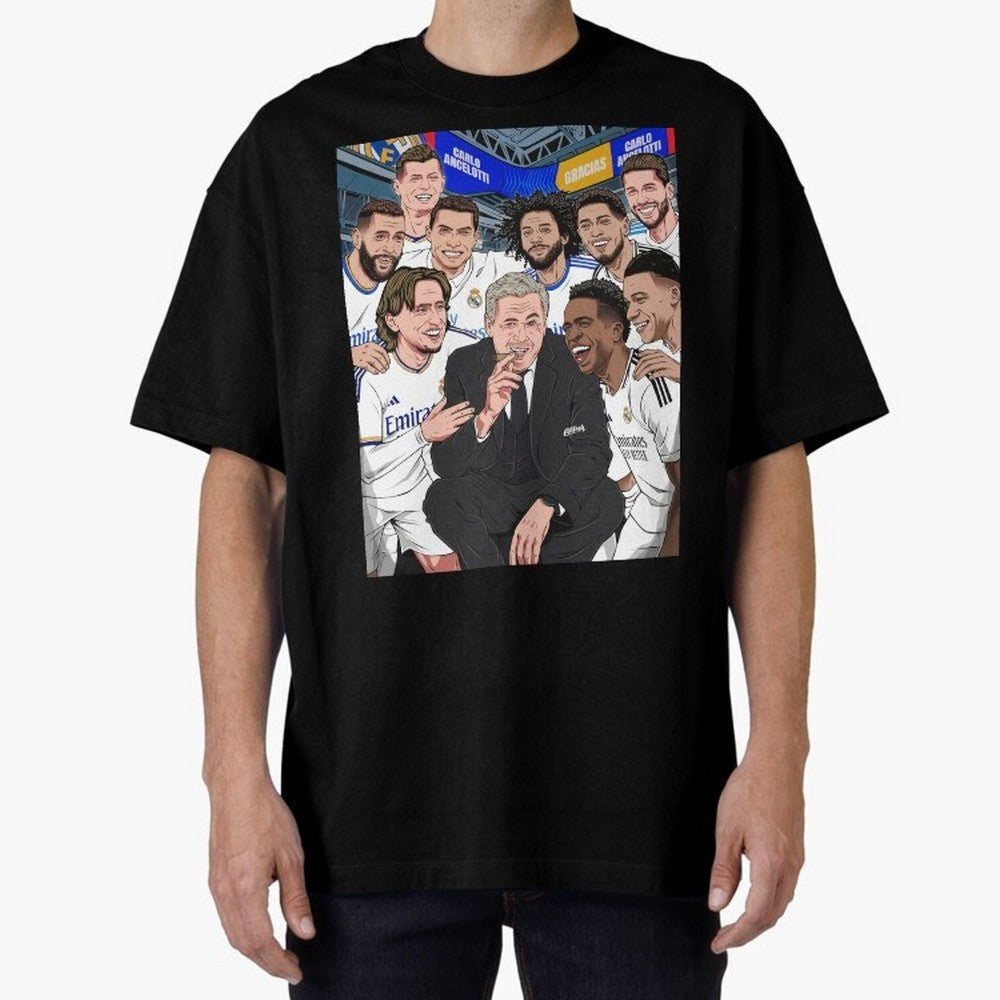 Carlo Ancelotti and Real Madrid Players Oversized T-Shirt Bring World Football Passion into FIFA World Cup 2026 Filled with Haaland, Argentina, France and Brazil Energy, Stadium Chants, National Pride, Trophy Dreams and Unforgettable Football