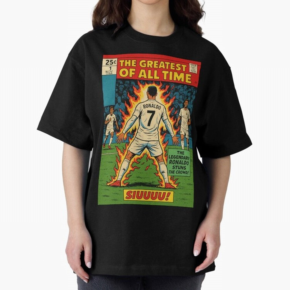 CR7 comic cover Oversized T-Shirt Show Support during FIFA World Cup 2026 USA Canada Mexico Built around Cristiano Ronaldo, Haaland and CR7, England and Germany Energy, Football Passion, Legendary Performances, Festival Vibes and Supporter