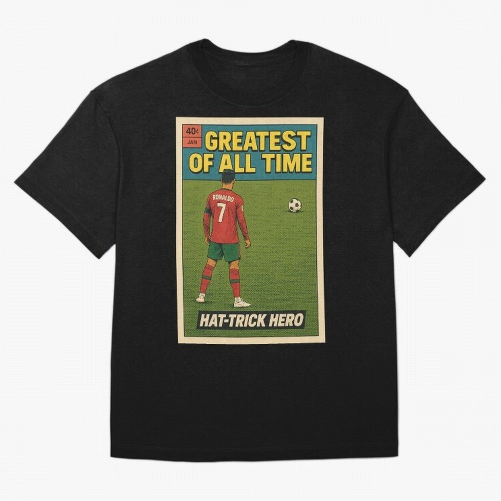CR7 Comic Oversized T-Shirt Live the Energy of Match Day Hype around FIFA World Cup 2026, Mbappe, France, Global Supporter Spirit, Legendary Goals, National Colors and Tournament Celebration; Great for Watch Parties, Sports Bars, Family Nights, Fan