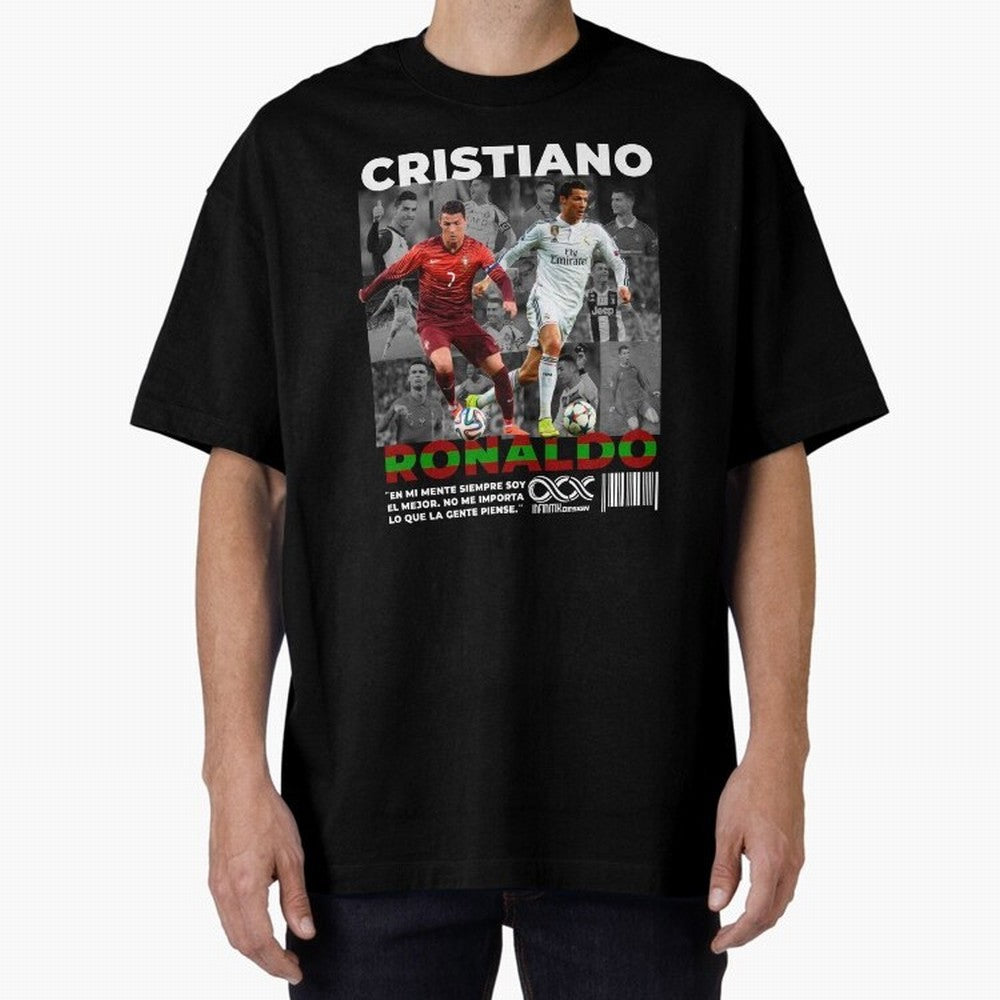 Cristiano Ronaldo Collage Oversized T-Shirt Represent FIFA World Cup 2026 Celebrating Mbappe, Brazil Energy, Classic Soccer Heritage, Championship Pressure, Fan Loyalty and International Pride; Perfect for Supporters Who Want Bold Football Energy,