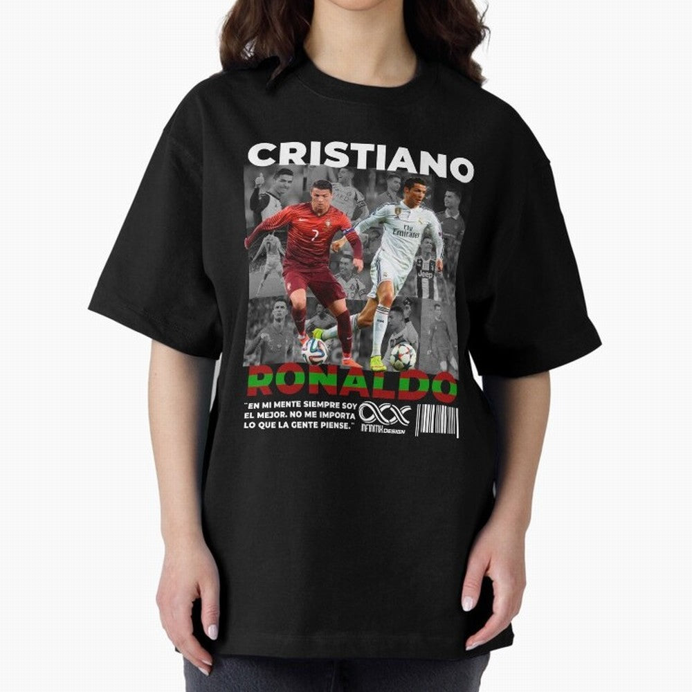 Cristiano Ronaldo Collage Oversized T-Shirt Represent FIFA World Cup 2026 Celebrating Mbappe, Brazil Energy, Classic Soccer Heritage, Championship Pressure, Fan Loyalty and International Pride; Perfect for Supporters Who Want Bold Football Energy,