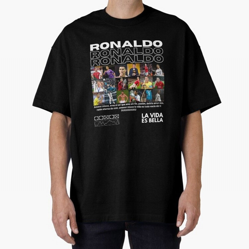 Cristiano Ronaldo CR7 Collage Oversized T-Shirt Carry FIFA World Cup 2026 for Fans of CR7 and Messi and Portugal, Bringing Football History, Final Match Energy, Crowd Noise and Once in a Lifetime Moments; Ideal for Fans Who Follow Messi, Cristiano