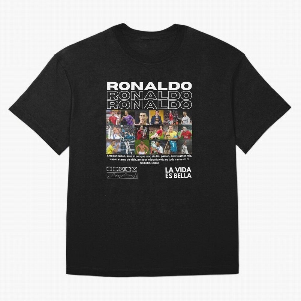 Cristiano Ronaldo CR7 Collage Oversized T-Shirt Carry FIFA World Cup 2026 for Fans of CR7 and Messi and Portugal, Bringing Football History, Final Match Energy, Crowd Noise and Once in a Lifetime Moments; Ideal for Fans Who Follow Messi, Cristiano