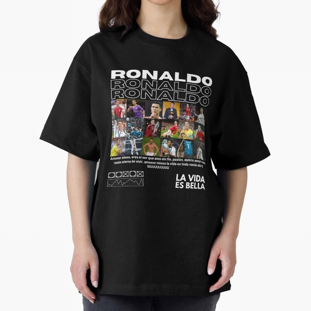 Cristiano Ronaldo CR7 Collage Oversized T-Shirt Carry FIFA World Cup 2026 for Fans of CR7 and Messi and Portugal, Bringing Football History, Final Match Energy, Crowd Noise and Once in a Lifetime Moments; Ideal for Fans Who Follow Messi, Cristiano