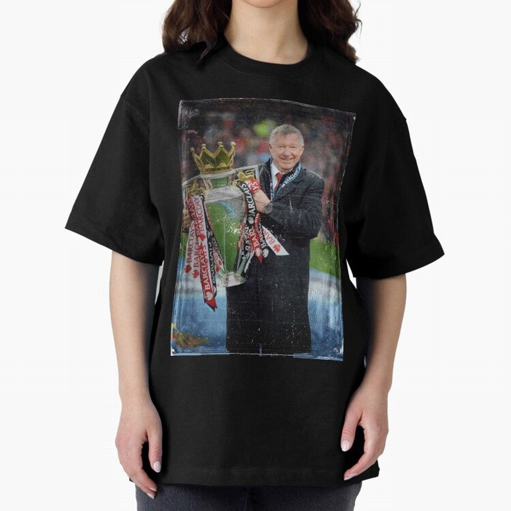 Sir Alex Ferguson Champion Oversized T-Shirt Enjoy the Biggest Football Party of Global Football Passion for FIFA World Cup 2026 USA Canada Mexico, Filled with Messi, Neymar and Mbappe, Germany, Vintage Soccer Flavor, Modern Football Stars,
