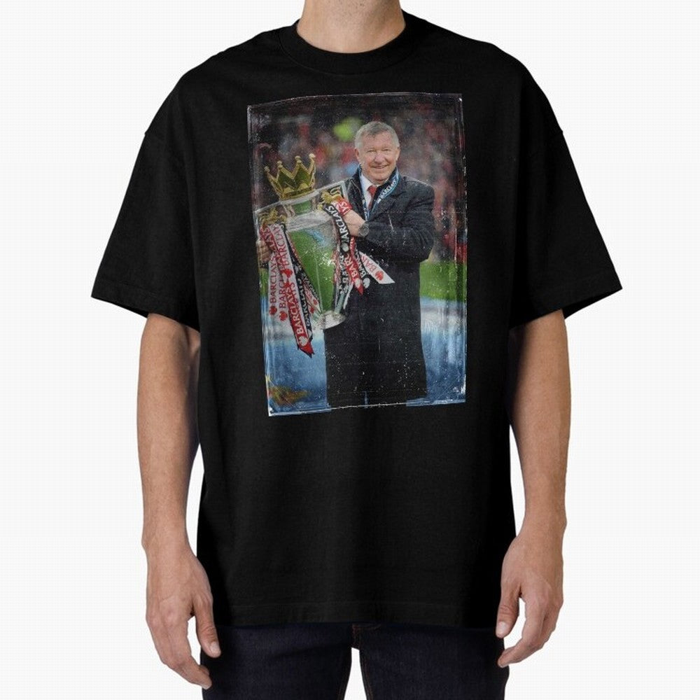 Sir Alex Ferguson Champion Oversized T-Shirt Enjoy the Biggest Football Party of Global Football Passion for FIFA World Cup 2026 USA Canada Mexico, Filled with Messi, Neymar and Mbappe, Germany, Vintage Soccer Flavor, Modern Football Stars,