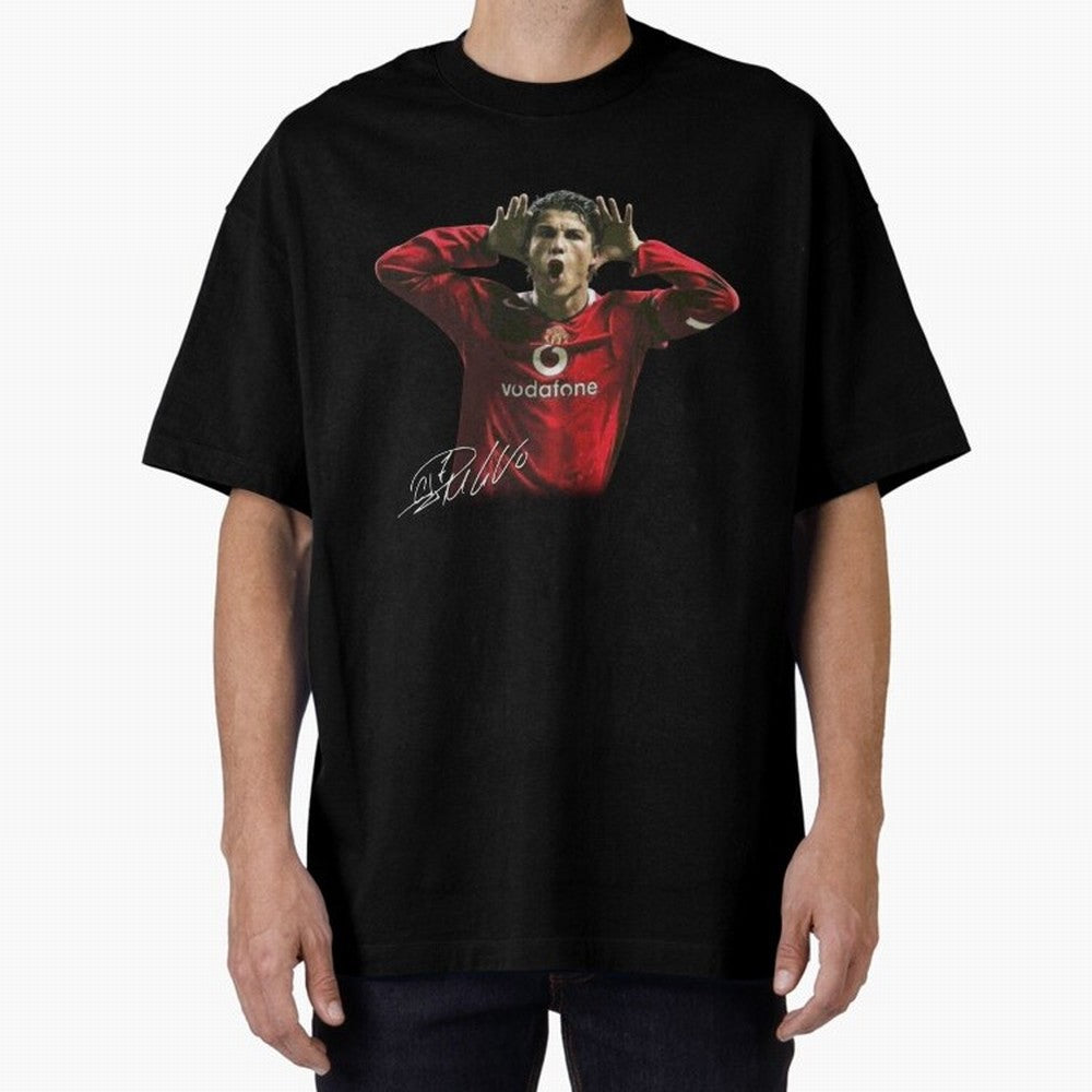 Cristiano Ronaldo T-Shirt Young Manchester Ronaldo - Celebration Oversized T-Shirt Follow the FIFA World Cup 2026 USA Canada Mexico Journey through Messi, Neymar and Mbappe Highlights, Argentina and Brazil Pride, Vintage Soccer Flavor, Modern
