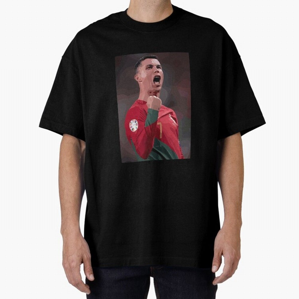 Cristiano Ronaldo Oversized T-Shirt Cheer for FIFA World Cup 2026 Group Stage for Fans of Haaland and England, France and Netherlands, Bringing Match Day Excitement, Supporter Culture, Golden Goals and Global Football Passion; Great for Watch
