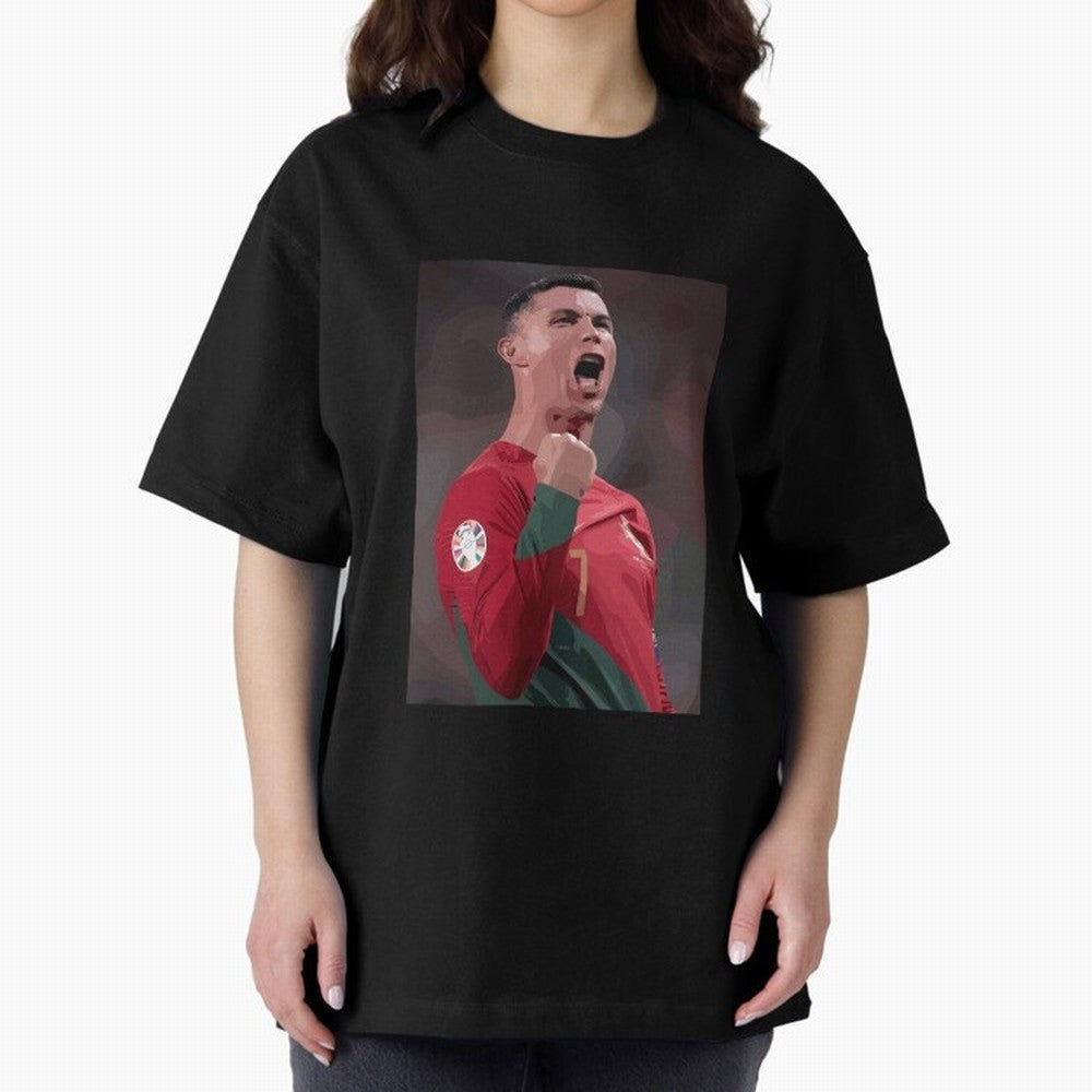 Cristiano Ronaldo Oversized T-Shirt Cheer for FIFA World Cup 2026 Group Stage for Fans of Haaland and England, France and Netherlands, Bringing Match Day Excitement, Supporter Culture, Golden Goals and Global Football Passion; Great for Watch