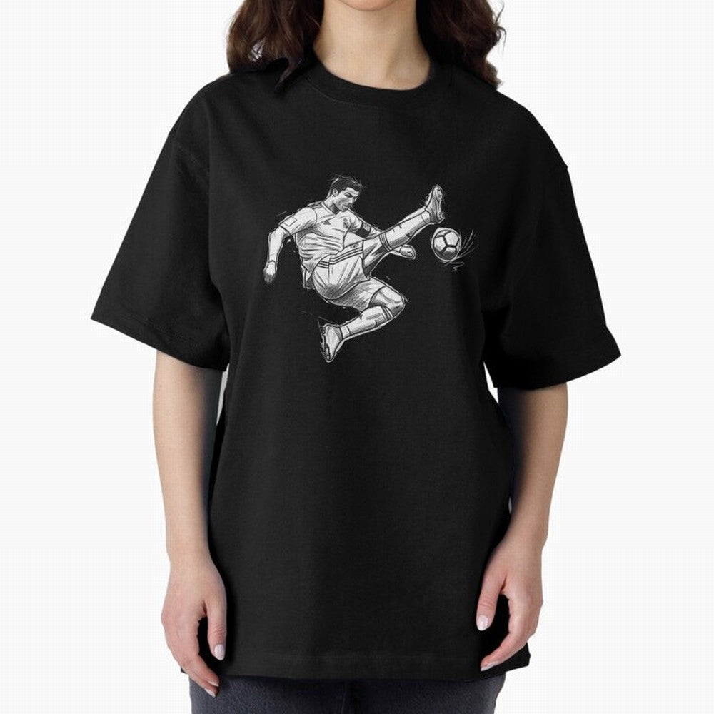The King: Cristiano Ronaldo Oversized T-Shirt Feel the Trophy Chase of Global Football Passion for FIFA World Cup 2026 USA Canada Mexico, Driven by Cristiano Ronaldo, England and Germany, Supporter Pride, Iconic Celebrations, Legendary Names and