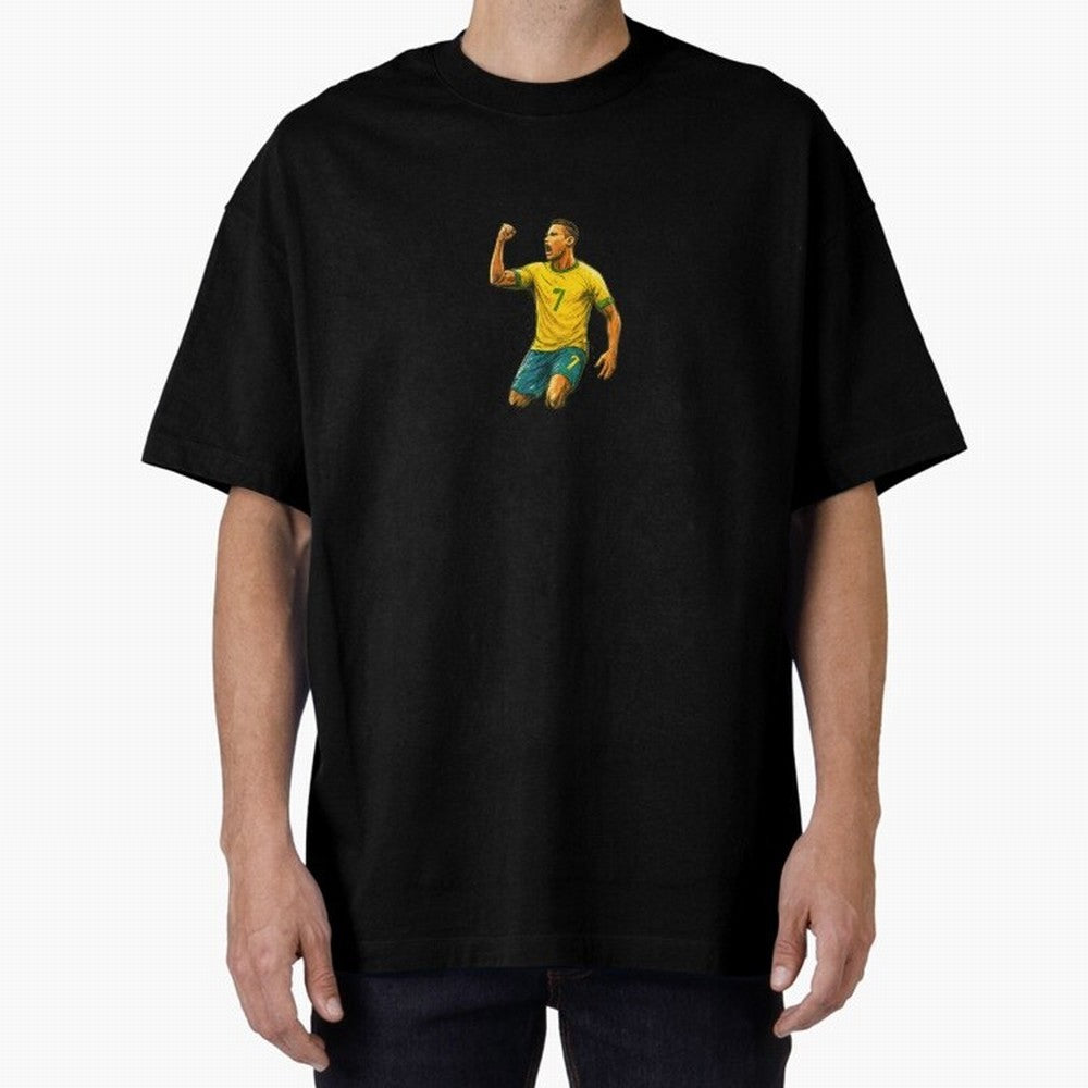Energetic Soccer Celebration ¨C Number 7 Sketch Art Oversized T-Shirt Make Game Day About Global Football Passion for FIFA World Cup 2026 USA Canada Mexico, Celebrating Neymar, England, France and Netherlands, Champion Mindset, Group Stage Buzz,