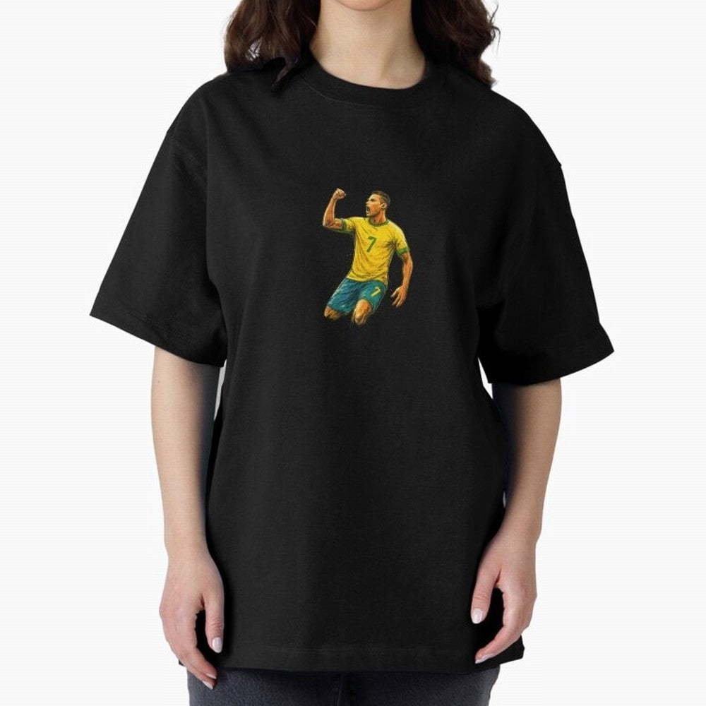 Energetic Soccer Celebration ¨C Number 7 Sketch Art Oversized T-Shirt Make Game Day About Global Football Passion for FIFA World Cup 2026 USA Canada Mexico, Celebrating Neymar, England, France and Netherlands, Champion Mindset, Group Stage Buzz,