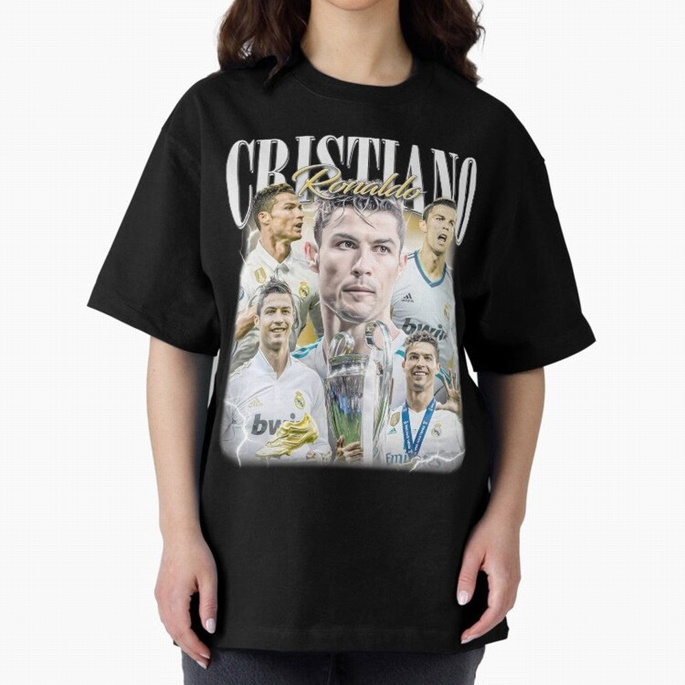 Cr7 Vintage Tribute: Soccer Legend Collage | Limited Edition Oversized T-Shirt Represent the FIFA World Cup 2026 Journey through Neymar, Haaland and Cristiano Ronaldo Highlights, Germany Pride, Match Day Excitement, Supporter Culture, Golden Goals