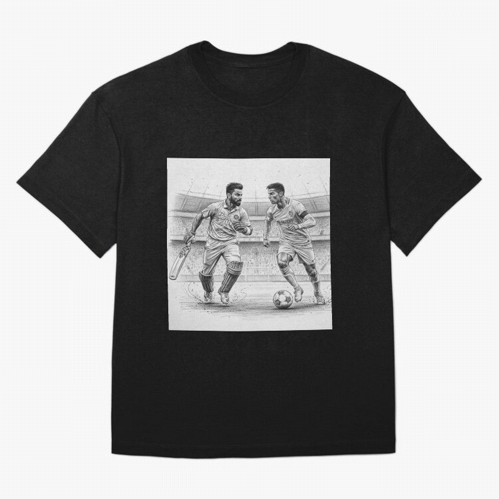 Virat Kohli and Cristiano Ronaldo Oversized T-Shirt Bring a Champion Mindset to FIFA World Cup 2026 Highlighting Cristiano Ronaldo, Haaland and CR7, Argentina and Brazil Energy, Vintage Soccer Flavor, Modern Football Stars, National Flags and Final