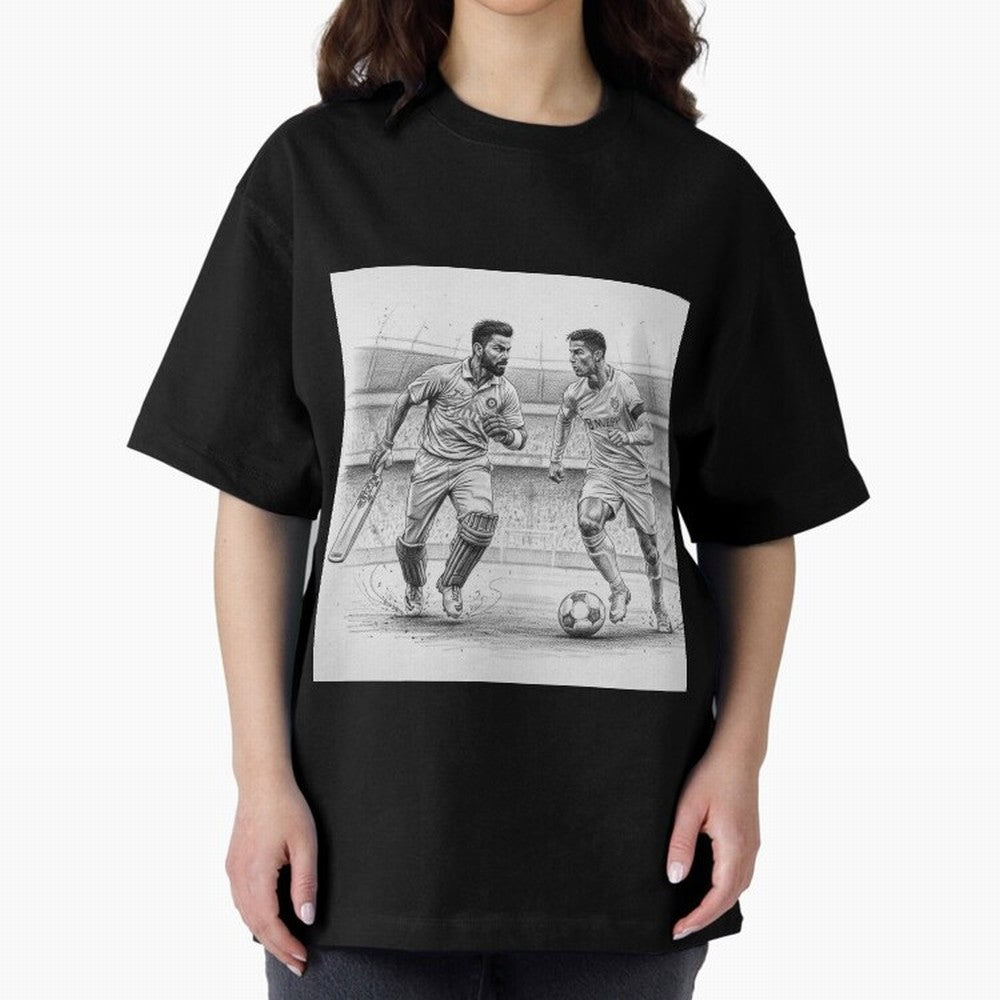 Virat Kohli and Cristiano Ronaldo Oversized T-Shirt Bring a Champion Mindset to FIFA World Cup 2026 Highlighting Cristiano Ronaldo, Haaland and CR7, Argentina and Brazil Energy, Vintage Soccer Flavor, Modern Football Stars, National Flags and Final