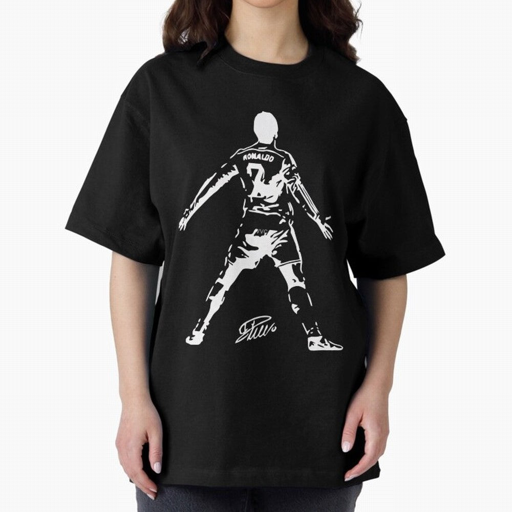 Retro Football Player Celebration Silhouette Artwork For Men And Gift For Soccer Fans Oversized T-Shirt Honor the Beautiful Game during FIFA World Cup 2026 Group Stage Spirit, with Argentina and Brazil, Cristiano Ronaldo, Haaland and CR7, Match Day
