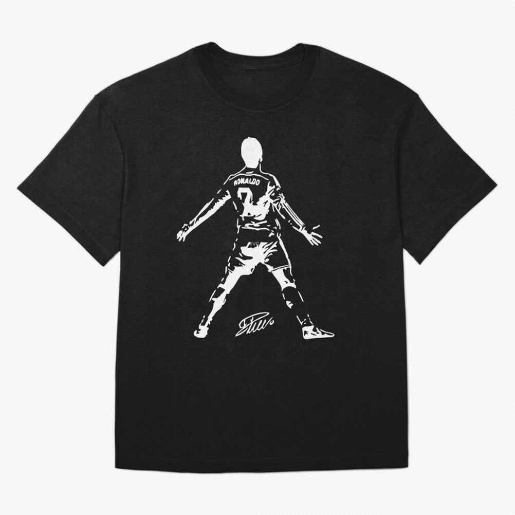 Retro Football Player Celebration Silhouette Artwork For Men And Gift For Soccer Fans Oversized T-Shirt Honor the Beautiful Game during FIFA World Cup 2026 Group Stage Spirit, with Argentina and Brazil, Cristiano Ronaldo, Haaland and CR7, Match Day