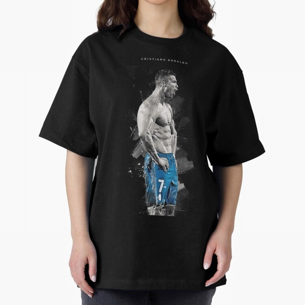 Abstract Football Player Celebration Artwork For Men And Gift For Soccer Fans Oversized T-Shirt Represent FIFA World Cup 2026 USA Canada Mexico for Fans of Haaland and Argentina, Bringing Fan Favorite Moments, National Team Passion, Big Match Drama