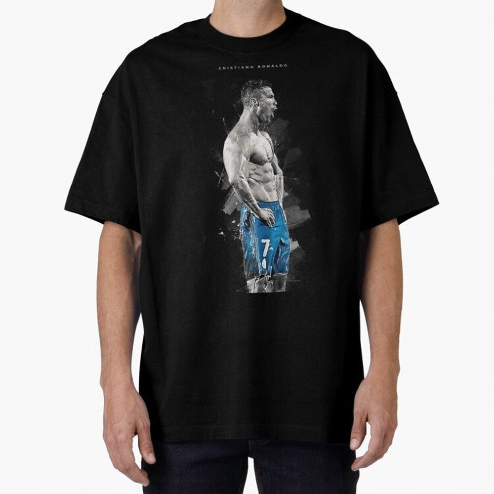 Abstract Football Player Celebration Artwork For Men And Gift For Soccer Fans Oversized T-Shirt Represent FIFA World Cup 2026 USA Canada Mexico for Fans of Haaland and Argentina, Bringing Fan Favorite Moments, National Team Passion, Big Match Drama