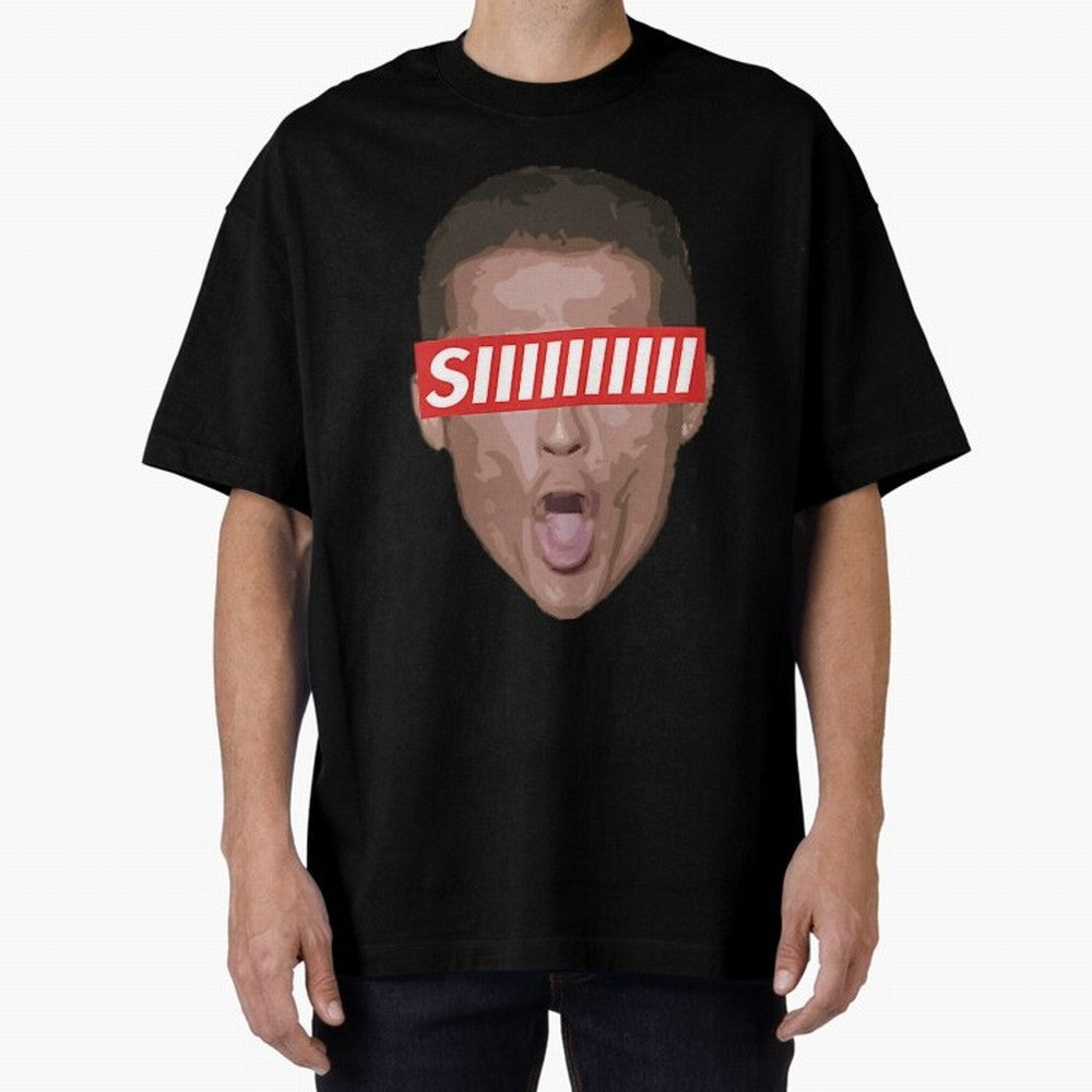 Funny Soccer Player Celebration Shout Illustration For Men, Gift For Football Fans Oversized T-Shirt Bring Stadium Energy to FIFA World Cup 2026 Spirit, Featuring Netherlands, Messi and Cristiano Ronaldo, Football Festival Excitement, Trophy