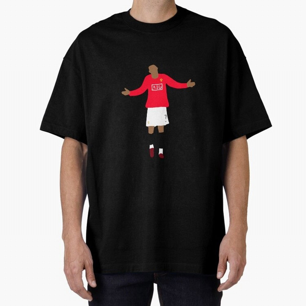 Cristiano Ronaldo Goal Celebration Illustration Oversized T-Shirt Join the Global Buzz around Match Day Hype around FIFA World Cup 2026, Mbappe, England, France and Netherlands, Retro Football Energy, Iconic Rivalries, Trophy Chase Drama and