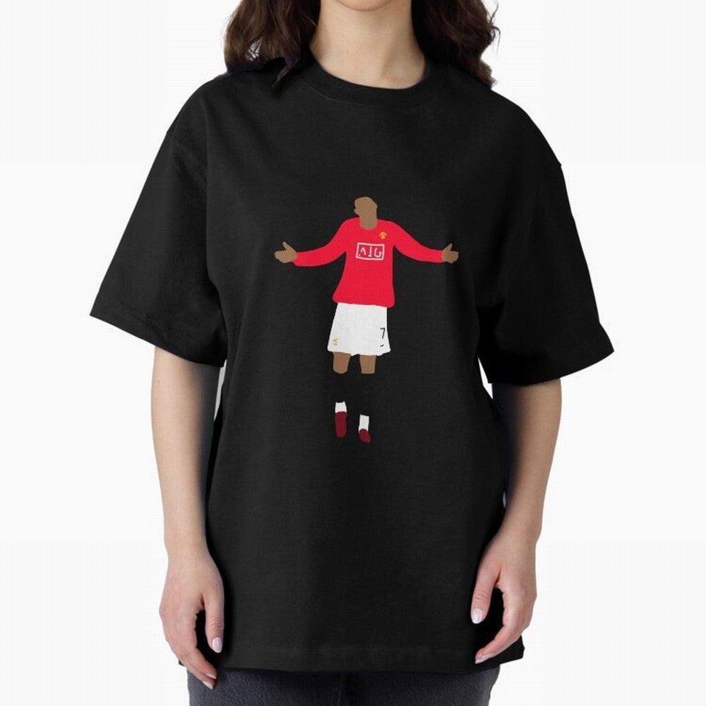 Cristiano Ronaldo Goal Celebration Illustration Oversized T-Shirt Join the Global Buzz around Match Day Hype around FIFA World Cup 2026, Mbappe, England, France and Netherlands, Retro Football Energy, Iconic Rivalries, Trophy Chase Drama and