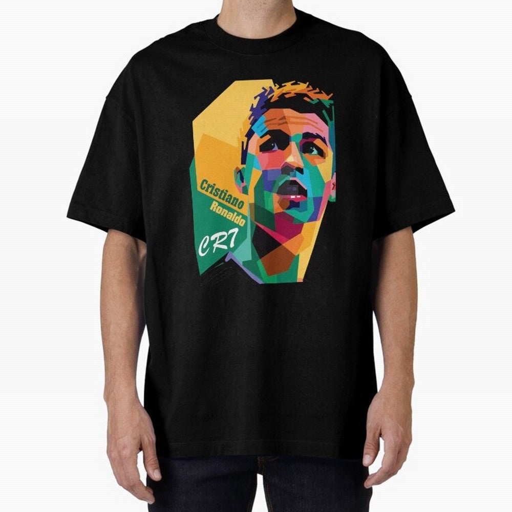 CR7 Pop Art Cristiano Ronaldo Design For Football Fans Gift For Soccer Lovers Oversized T-Shirt Celebrate Football Dreams Across FIFA World Cup 2026 Group Stage Featuring Haaland and Mbappe, Argentina, France and Brazil Energy, Soccer Culture,