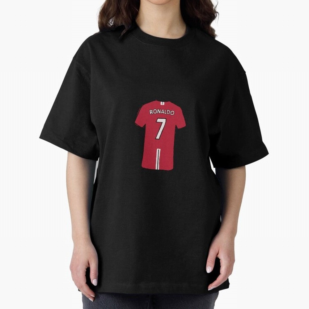Cristiano Ronaldo Number 7 Jersey Illustration Oversized T-Shirt Bring Home Global Football Passion for FIFA World Cup 2026, Highlighting Messi and Cristiano Ronaldo, England, France and Netherlands, Championship Spirit, Famous Goals, Roaring