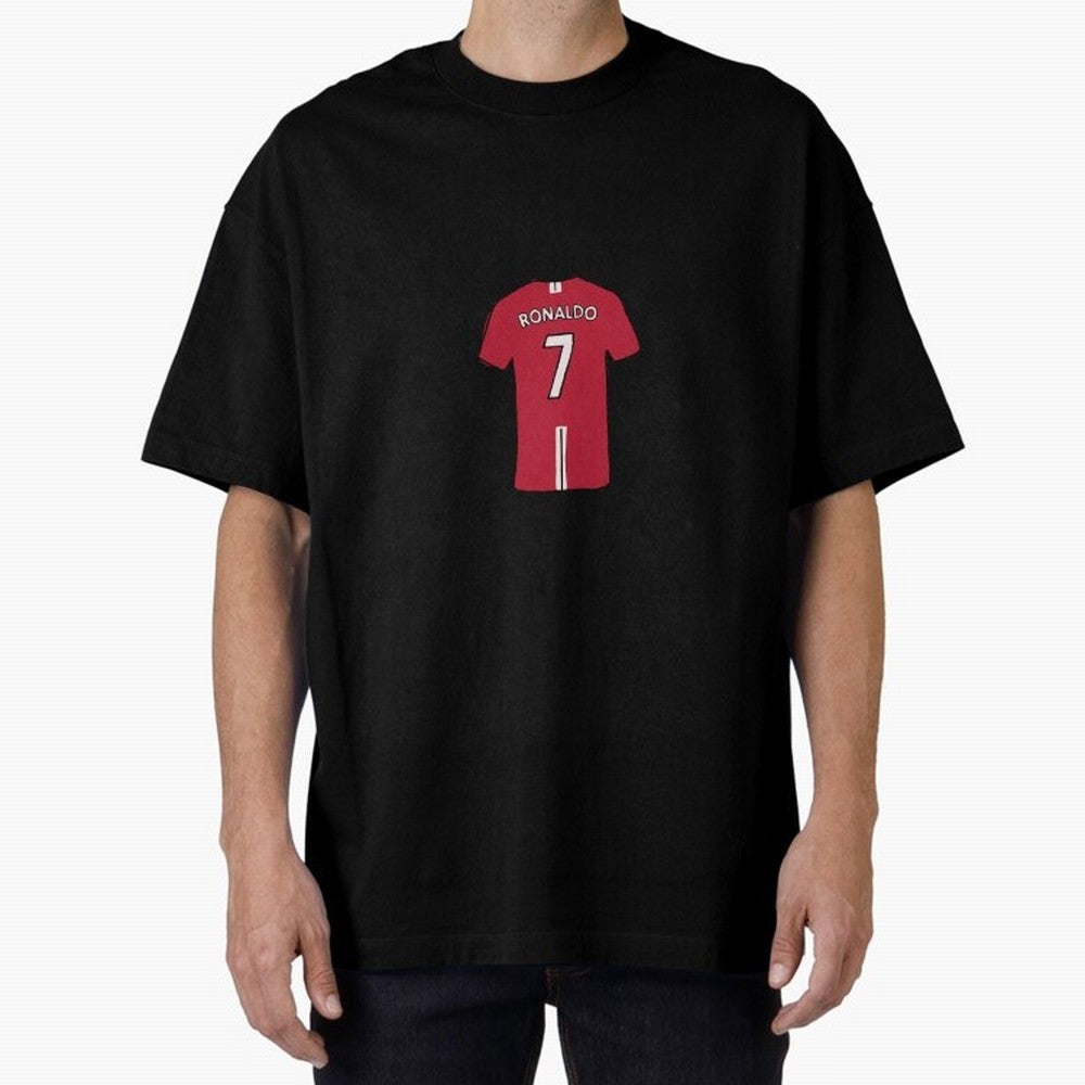 Cristiano Ronaldo Number 7 Jersey Illustration Oversized T-Shirt Bring Home Global Football Passion for FIFA World Cup 2026, Highlighting Messi and Cristiano Ronaldo, England, France and Netherlands, Championship Spirit, Famous Goals, Roaring