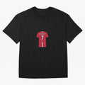 Cristiano Ronaldo Number 7 Jersey Illustration Oversized T-Shirt Bring Home Global Football Passion for FIFA World Cup 2026, Highlighting Messi and Cristiano Ronaldo, England, France and Netherlands, Championship Spirit, Famous Goals, Roaring