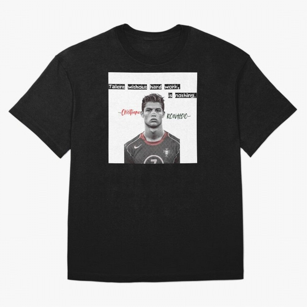 Cristiano Ronaldo - Dedication | NextLevel Motivation white Oversized T-Shirt Honor Champions and Dreams in FIFA World Cup 2026 Group Stage for Fans of CR7 and Messi and Argentina and Brazil, Bringing Classic Soccer Heritage, Championship Pressure,