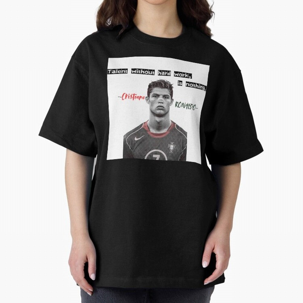 Cristiano Ronaldo - Dedication | NextLevel Motivation white Oversized T-Shirt Honor Champions and Dreams in FIFA World Cup 2026 Group Stage for Fans of CR7 and Messi and Argentina and Brazil, Bringing Classic Soccer Heritage, Championship Pressure,