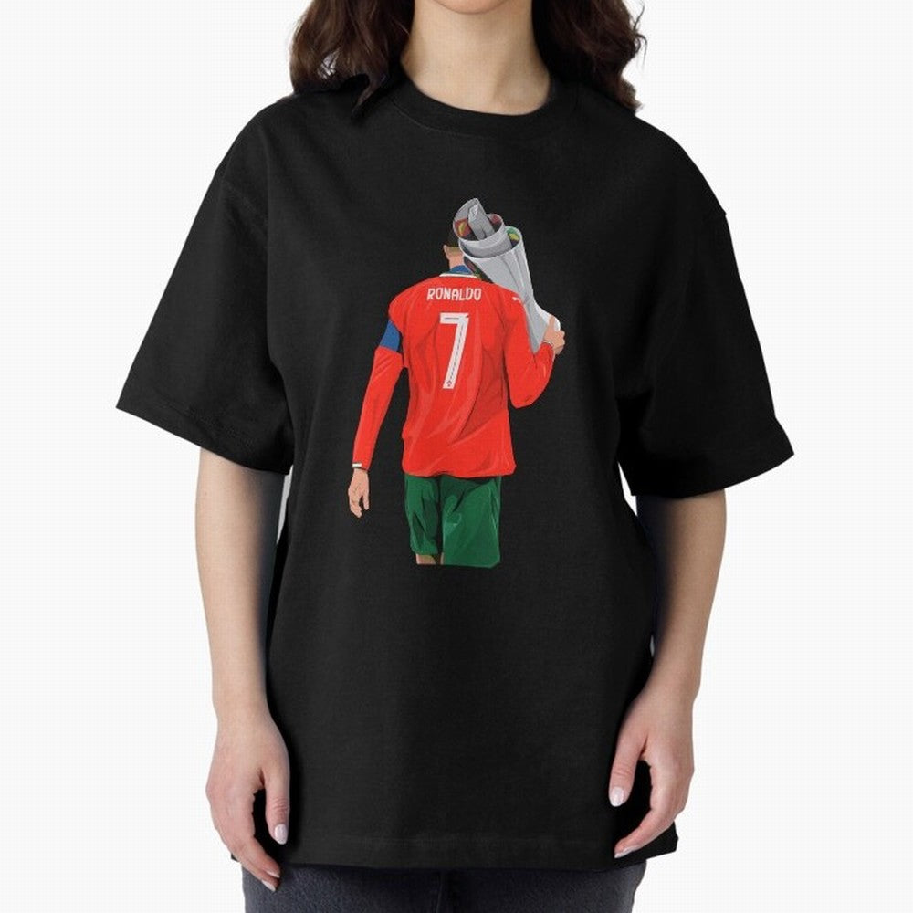 Cristiano Ronaldo Campion Oversized T-Shirt Show Fan Pride Across Match Day Hype around FIFA World Cup 2026 Group Stage, Messi and Cristiano Ronaldo, Spain and Netherlands, Sports Nostalgia, International Competition, Famous Players and