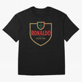 Ronaldo Emblem Sticker ¨C Gold Crest Parody Design Oversized T-Shirt Showcase FIFA World Cup 2026 Spirit, Capturing England and Germany, Messi and Cristiano Ronaldo, Supporter Pride, Iconic Celebrations, Legendary Names and Global Match Day Energy;