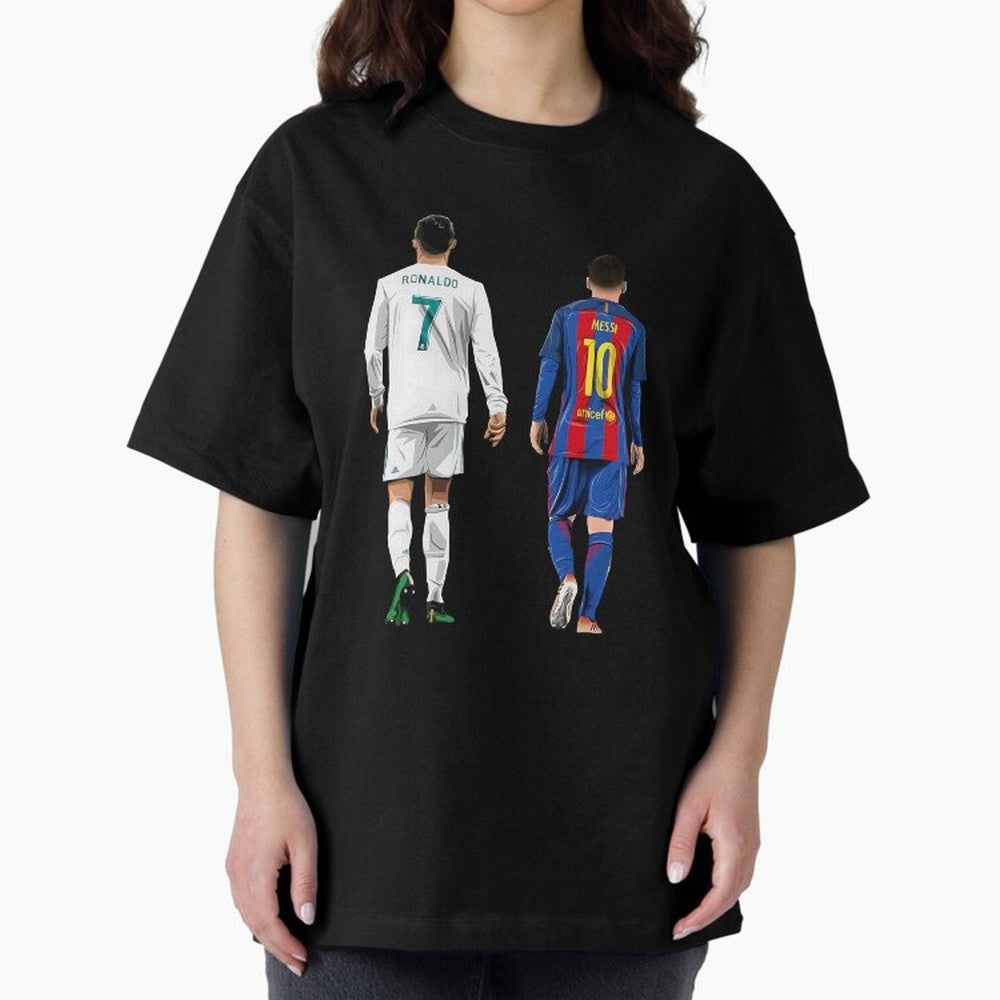 Cristiano Ronaldo & Messi vector Oversized T-Shirt Enjoy the Biggest Football Party of FIFA World Cup 2026 Group Stage Featuring Messi, Neymar and Mbappe, England, France and Netherlands Energy, Match Day Excitement, Supporter Culture, Golden Goals