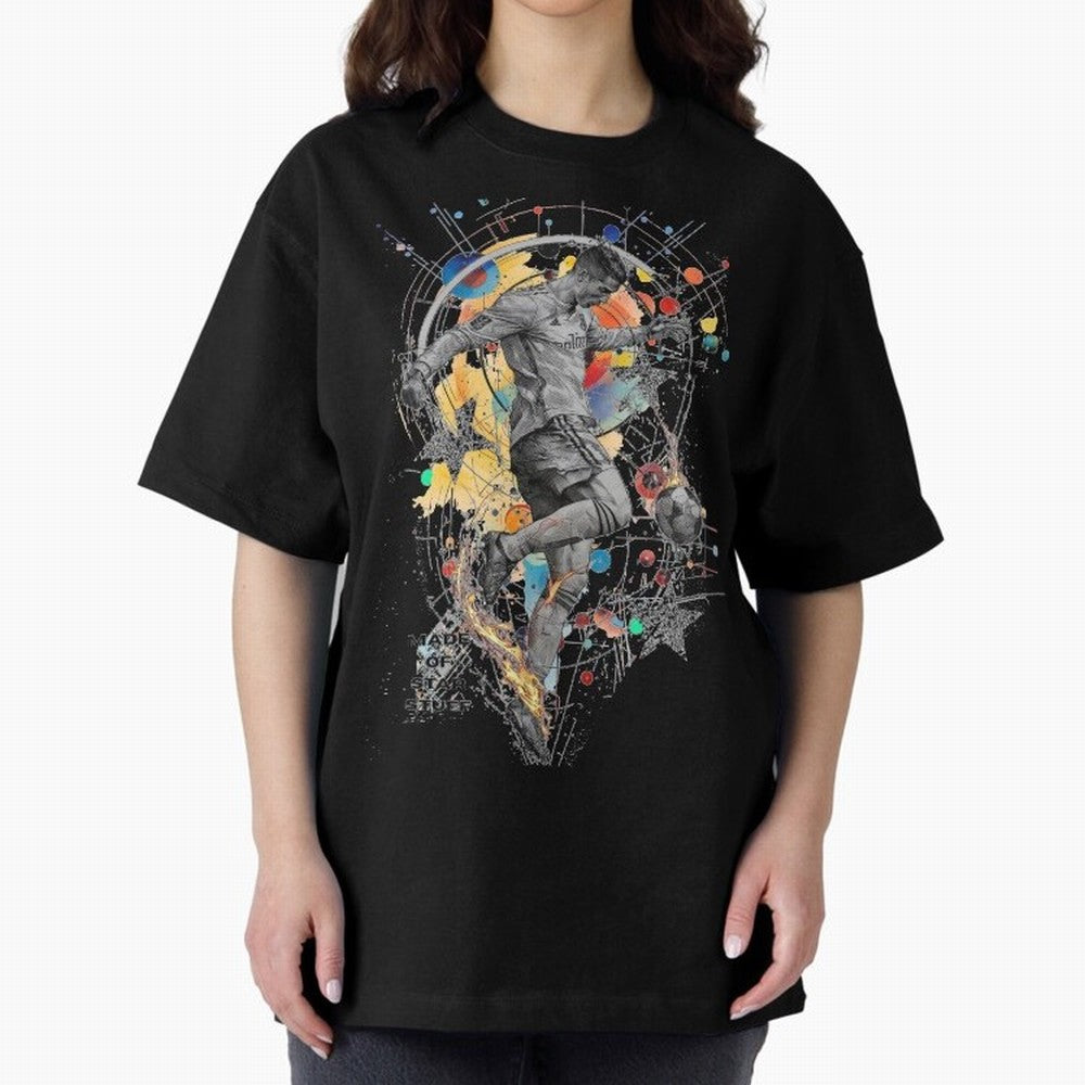 Cristiano Ronaldo Football Playmaker Oversized T-Shirt Relive Legendary Nights from FIFA World Cup 2026 for Fans of Haaland and Mbappe and Argentina, France and Brazil, Bringing Championship Spirit, Famous Goals, Roaring Crowds and International