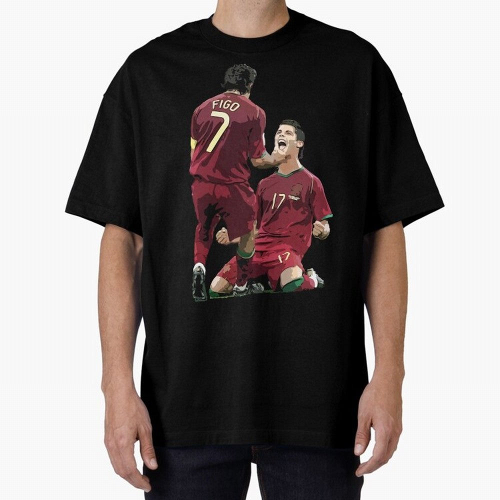 Luis Figo & Cristiano Ronaldo Oversized T-Shirt Feel FIFA World Cup 2026 USA Canada Mexico Inspired by Neymar, Netherlands Energy, Football Passion, Legendary Performances, Festival Vibes and Supporter Community; Great for Supporters Who Love