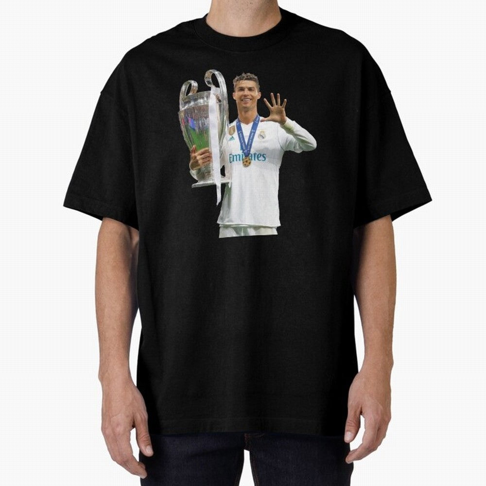 Cristiano Ronaldo with the cup Oversized T-Shirt Bring Retro Soccer Energy to FIFA World Cup 2026 USA Canada Mexico Inspired by Messi and Cristiano Ronaldo, Brazil Energy, Football Passion, Legendary Performances, Festival Vibes and Supporter