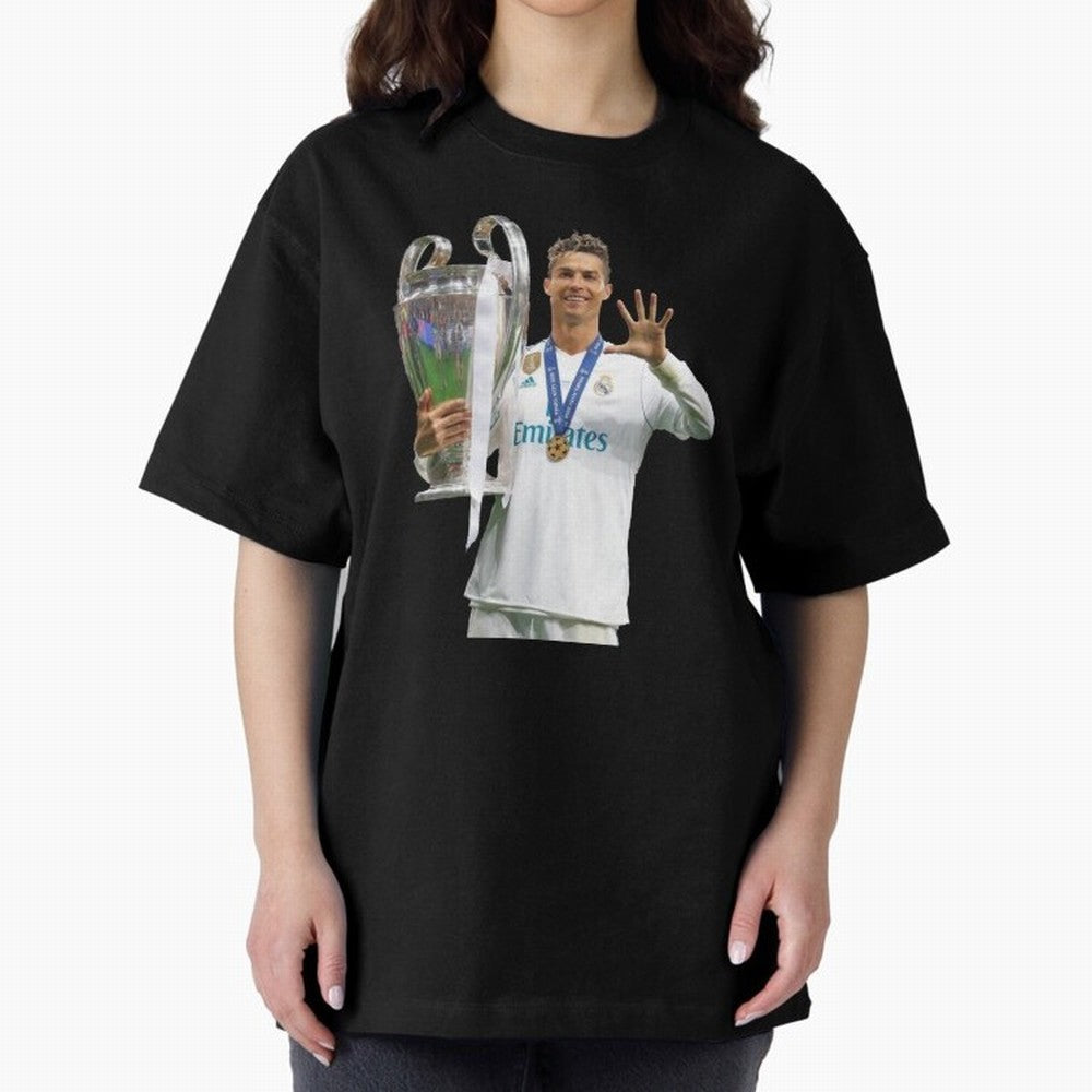 Cristiano Ronaldo with the cup Oversized T-Shirt Bring Retro Soccer Energy to FIFA World Cup 2026 USA Canada Mexico Inspired by Messi and Cristiano Ronaldo, Brazil Energy, Football Passion, Legendary Performances, Festival Vibes and Supporter