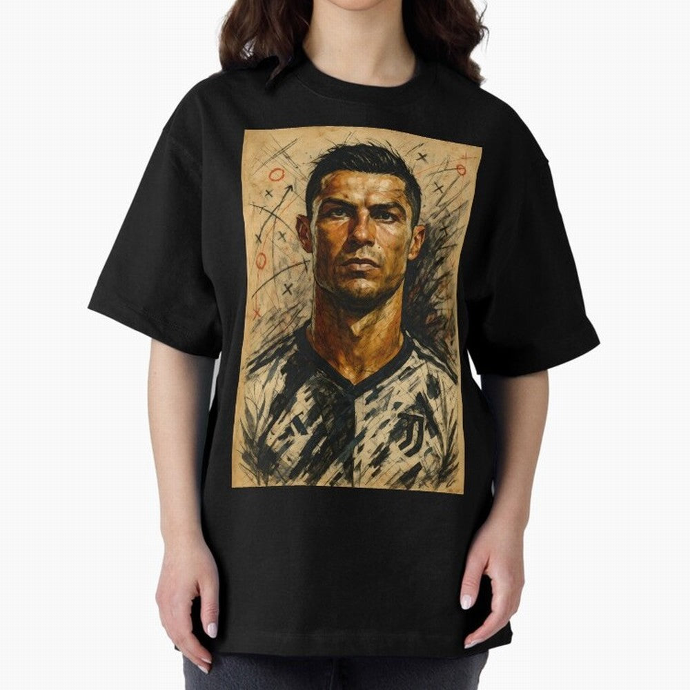 The Architect of Victory Oversized T-Shirt Show Support during FIFA World Cup 2026 Spirit, with Argentina and Brazil, Neymar, Haaland and Cristiano Ronaldo, Retro Football Energy, Iconic Rivalries, Trophy Chase Drama and Stadium Atmosphere; Created