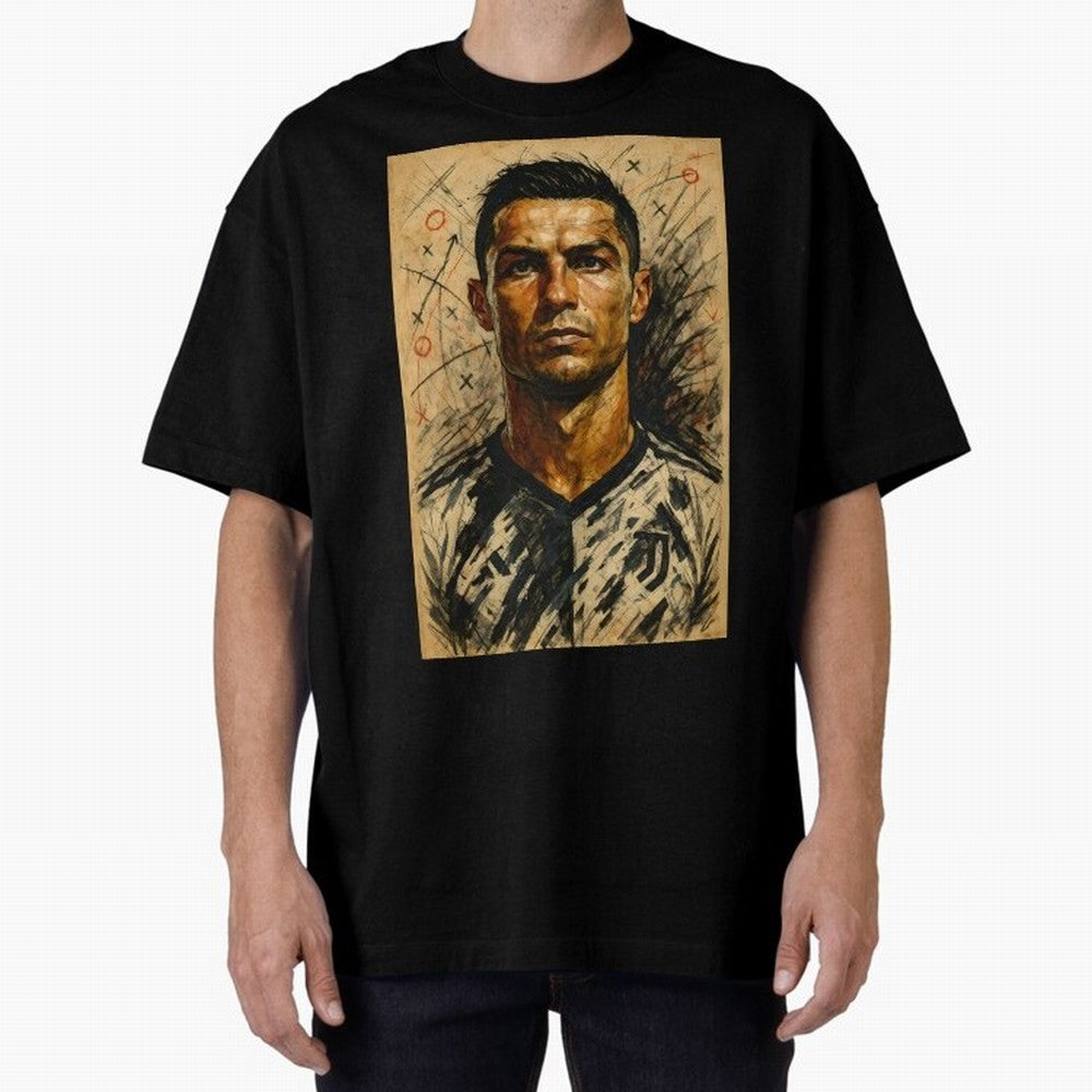 The Architect of Victory Oversized T-Shirt Show Support during FIFA World Cup 2026 Spirit, with Argentina and Brazil, Neymar, Haaland and Cristiano Ronaldo, Retro Football Energy, Iconic Rivalries, Trophy Chase Drama and Stadium Atmosphere; Created