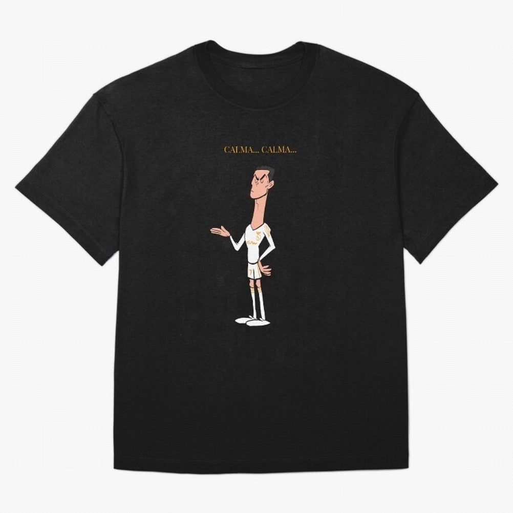 Cristiano Ronaldo ¨C Calma Calma Shirt Celebration (Cartoon) Oversized T-Shirt Share the Excitement of FIFA World Cup 2026 USA Canada Mexico for Fans of Cristiano Ronaldo and Portugal, Spain and Germany, Bringing Game Day Rituals, Football Legends,