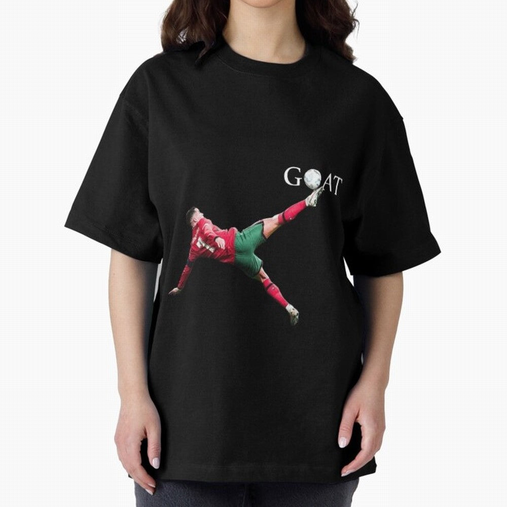 GOAT in Motion: Ronaldo's Iconic Bicycle Kick Oversized T-Shirt Represent FIFA World Cup 2026 USA Canada Mexico Spirit, with Portugal, Messi, Football Passion, Legendary Performances, Festival Vibes and Supporter Community; Perfect for Fans,