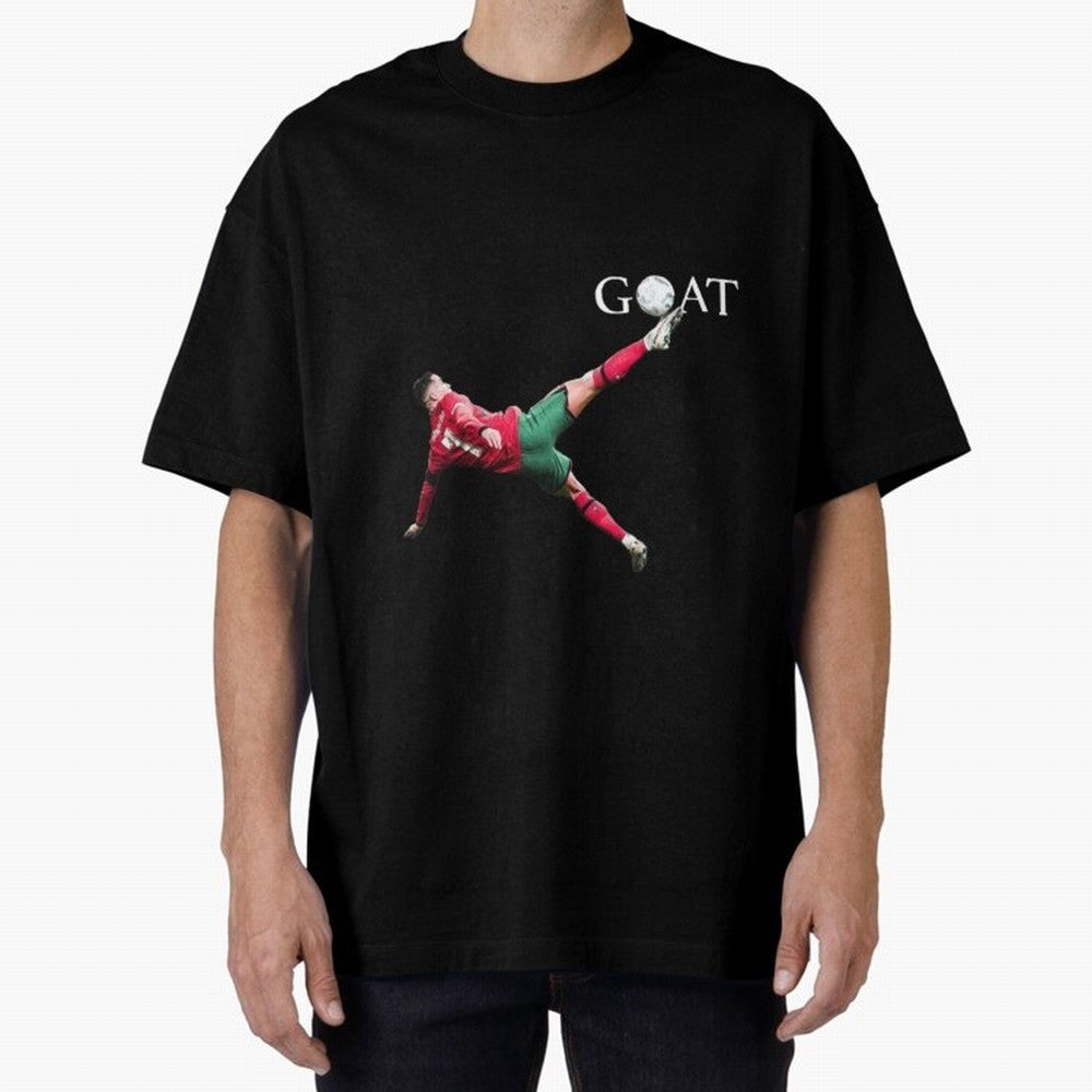 GOAT in Motion: Ronaldo's Iconic Bicycle Kick Oversized T-Shirt Represent FIFA World Cup 2026 USA Canada Mexico Spirit, with Portugal, Messi, Football Passion, Legendary Performances, Festival Vibes and Supporter Community; Perfect for Fans,