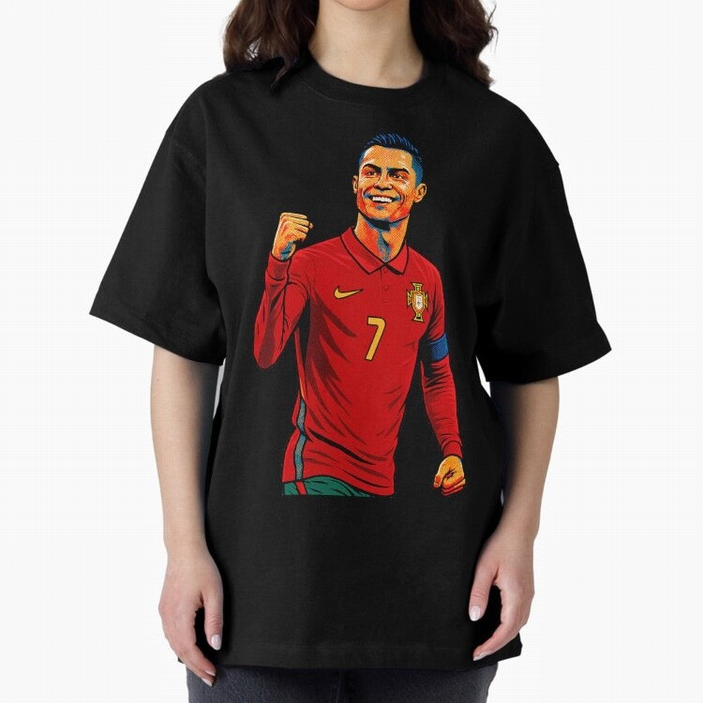 Cristiano Ronaldo Goal Pop Art Oversized T-Shirt Honor Football Greatness during Match Day Hype around FIFA World Cup 2026 Group Stage, Cristiano Ronaldo, Argentina, Championship Spirit, Famous Goals, Roaring Crowds and International Football