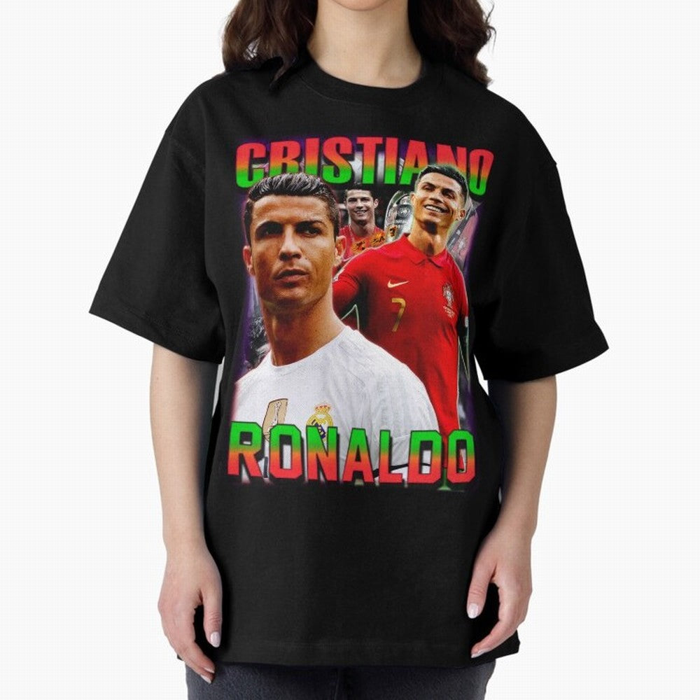 Cristiano Ronaldo Graphic Oversized T-Shirt Fuel Your Fan Pride for Global Football Passion for FIFA World Cup 2026, Featuring Messi and Cristiano Ronaldo, France, Football History, Final Match Energy, Crowd Noise and Once in a Lifetime Moments;