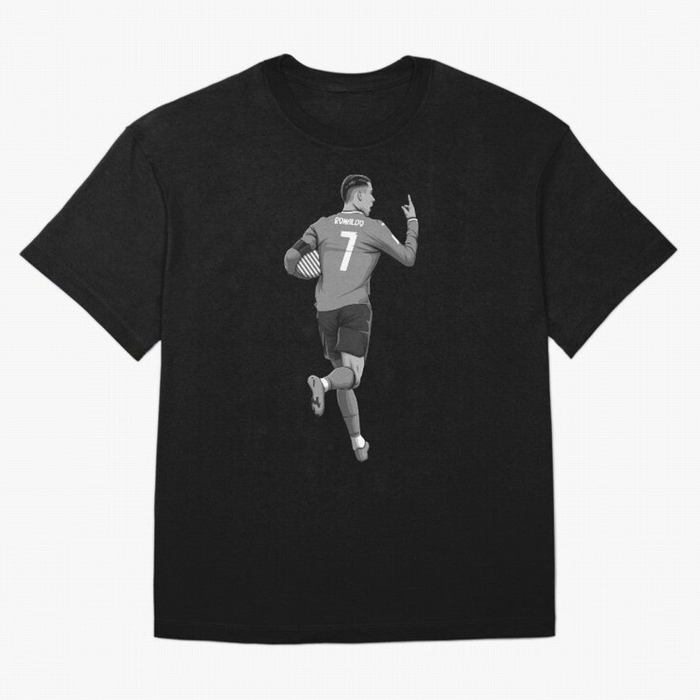 Cristiano Ronaldo Black and White Version Oversized T-Shirt Follow FIFA World Cup 2026 USA Canada Mexico for Fans of Neymar, Haaland and Cristiano Ronaldo and Argentina, Bringing Championship Spirit, Famous Goals, Roaring Crowds and International