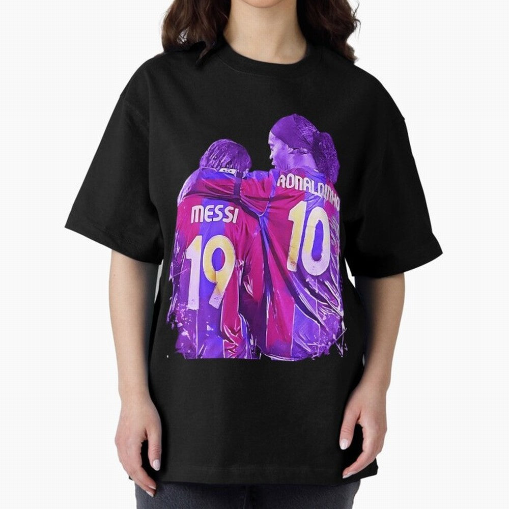 ronaldinho and messi - goat Oversized T-Shirt Make Game Day About FIFA World Cup 2026 USA Canada Mexico Capturing Mbappe and Neymar, Brazil Energy, Football History, Final Match Energy, Crowd Noise and Once in a Lifetime Moments; Great for